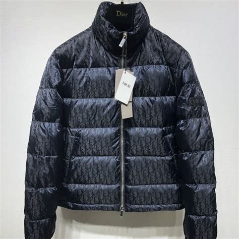 dior monogram puffer jacket black|Dior down jacket.